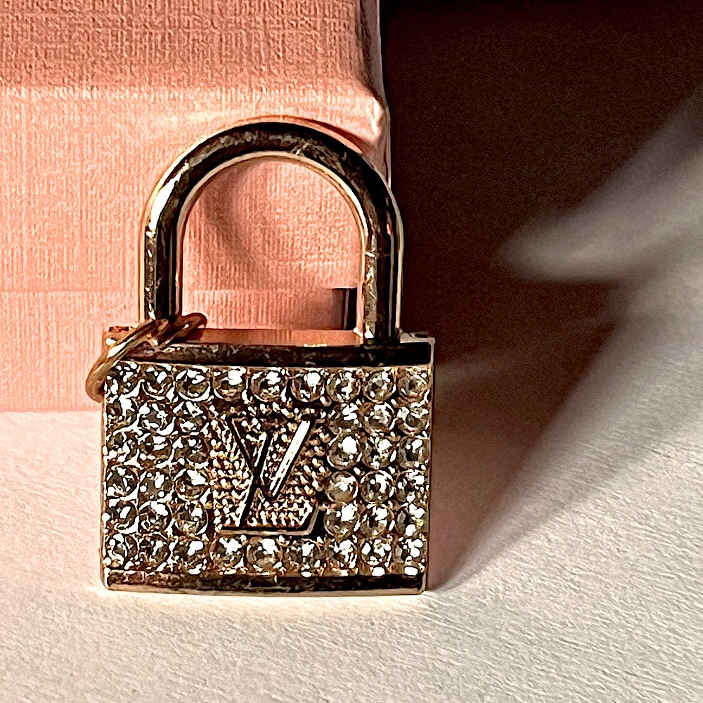 Vintage Rare LV Necklace Charm Lg Louis Vuitton Zipper Pull Lock Gold LV Jewelry